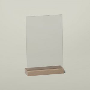 Cartel de metacrilato con base de madera