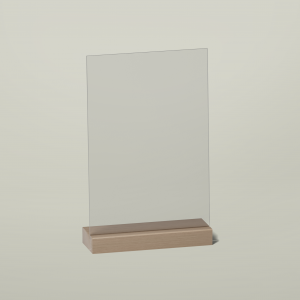 Cartel de metacrilato con base de madera