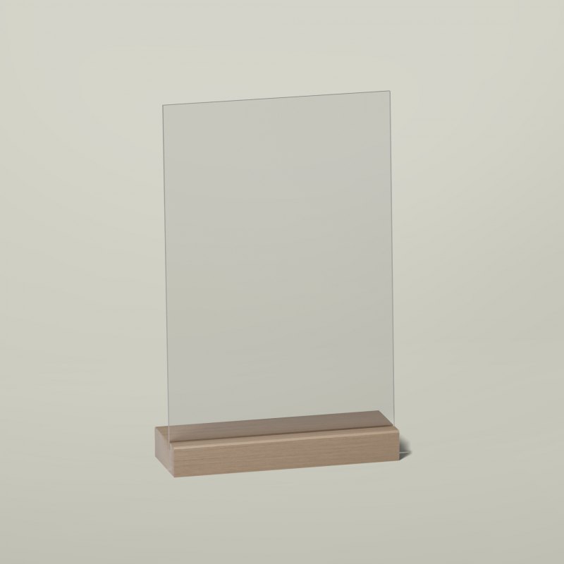 Cartel de metacrilato con base de madera